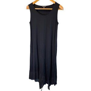 EUC Eileen Fisher Asymmetrical Hem Black Sleeveless Midi/Maxi Dress WOW!!🤩